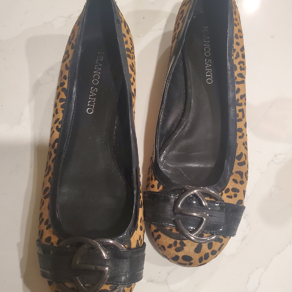 Franco Sarto Animal Print Loafers with Black Accent